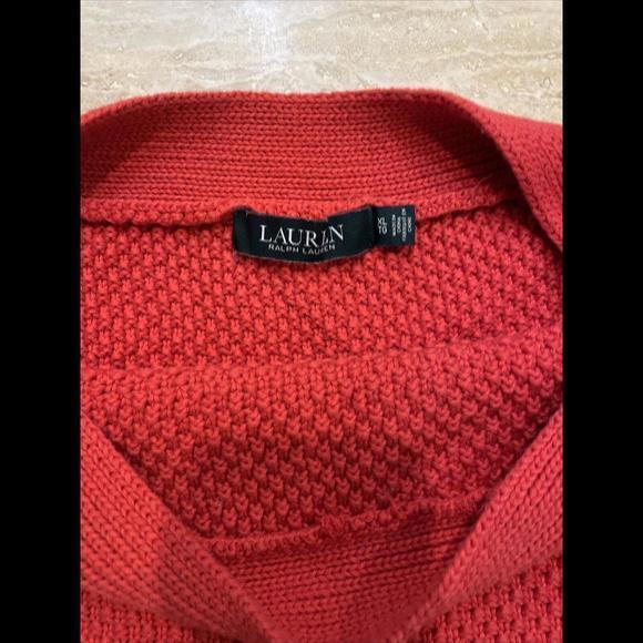 Lauren Ralph‎ Lauren Women's Red Cable Knit Sleeves Cotton Sweater Size XL - Picture 4 of 7